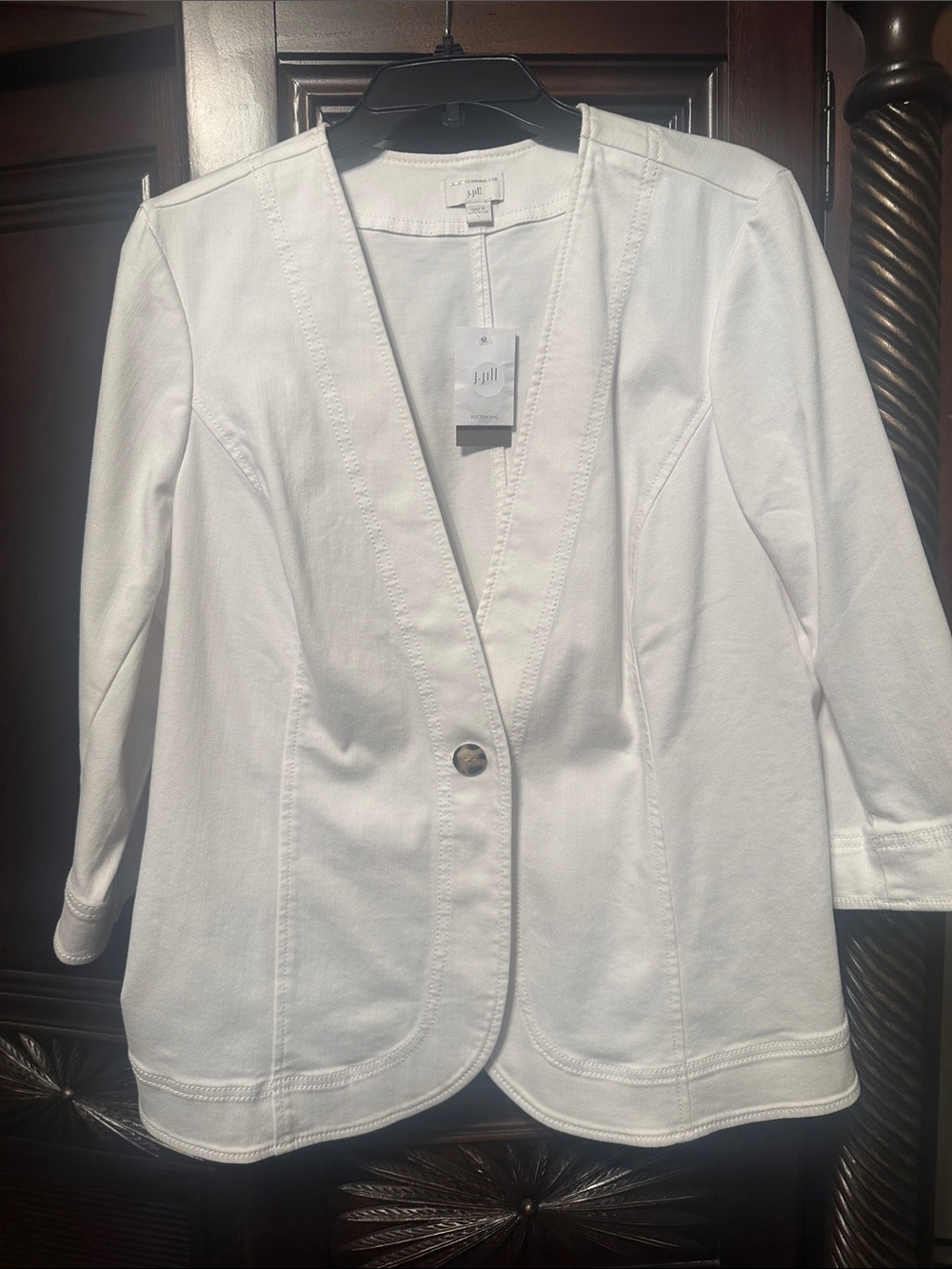 J. Jill White Single-Button Knit Blazer